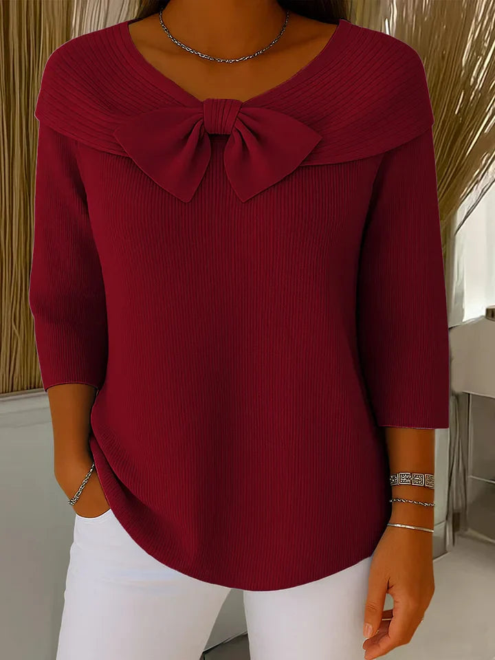 Heidi – Women's Sweater with Bow and Round Neckline
