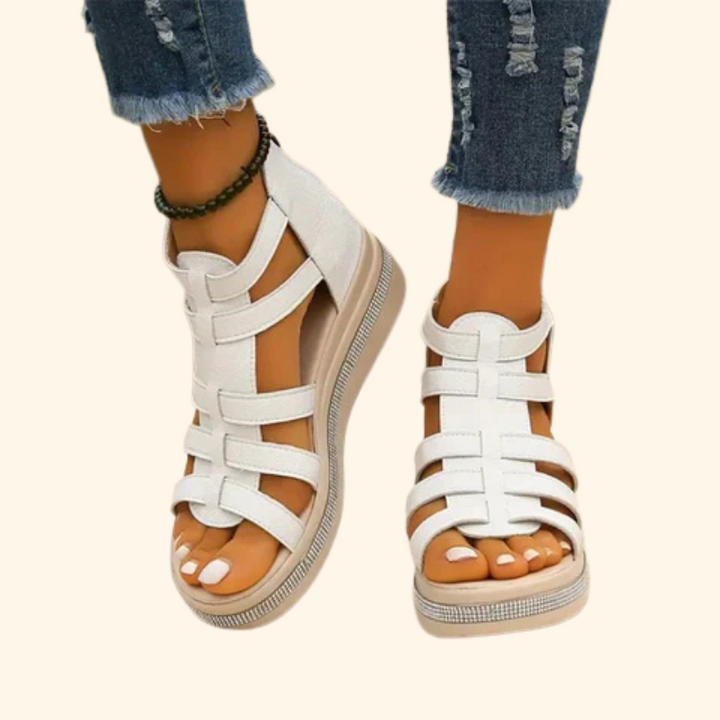 Queena - Rhinestone Wedge Sandals