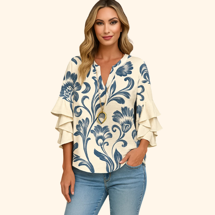SERENA - Vintage Floral Print Blouse