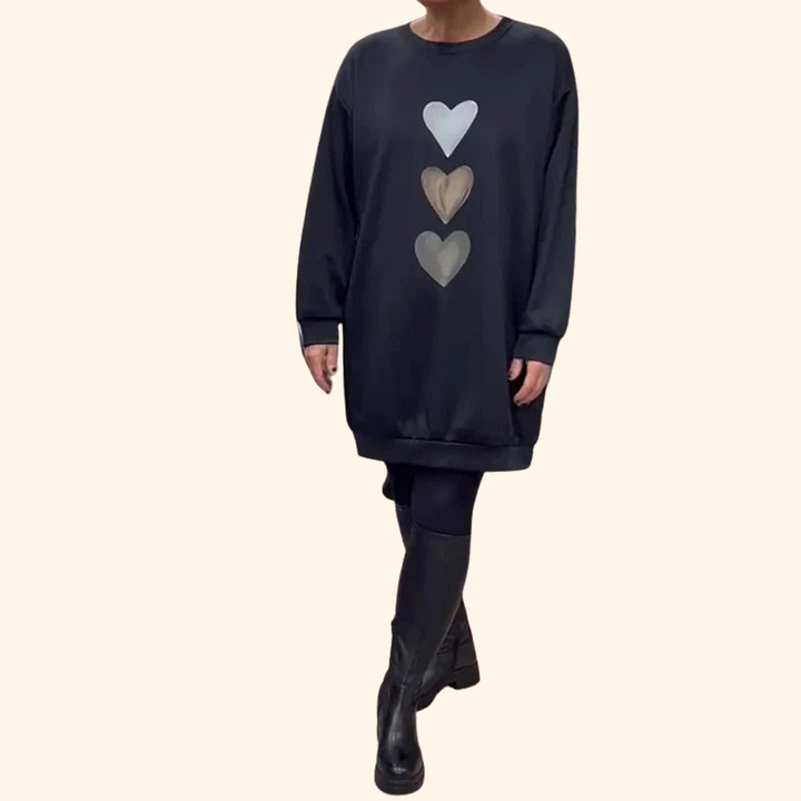 Nancy - Sweatshirt with heart print and long sleeves