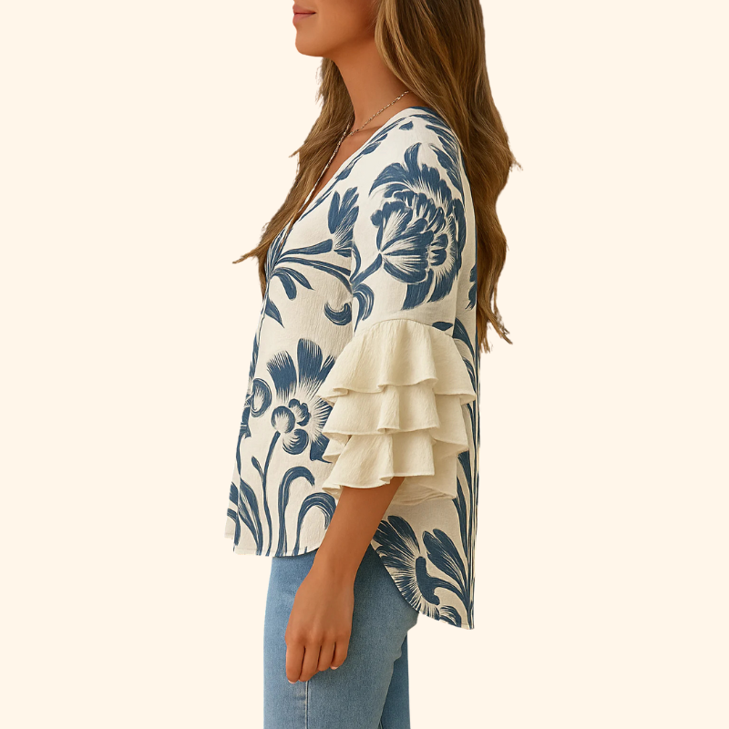 SERENA - Vintage Floral Print Blouse