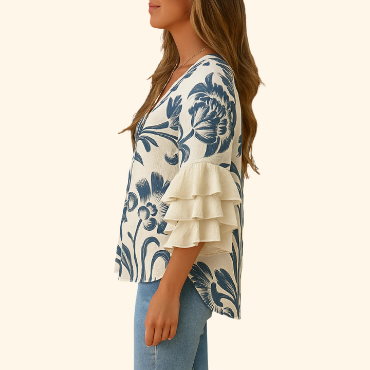 SERENA - Vintage Floral Print Blouse