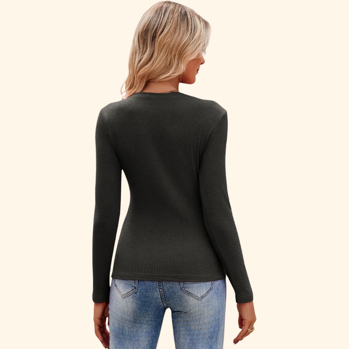 Maisie - Ribbed V-Neck Top