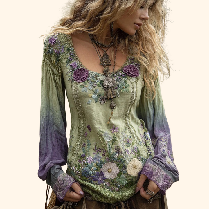 Jamilla - Green Embroidered Shirt