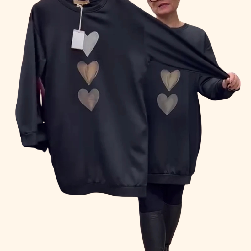Nancy - Sweatshirt with heart print and long sleeves