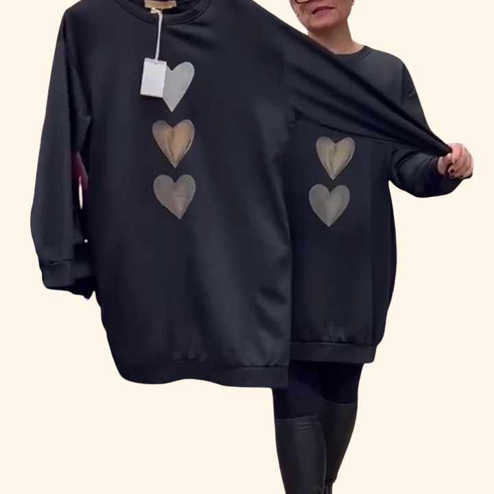 Nancy - Sweatshirt with heart print and long sleeves