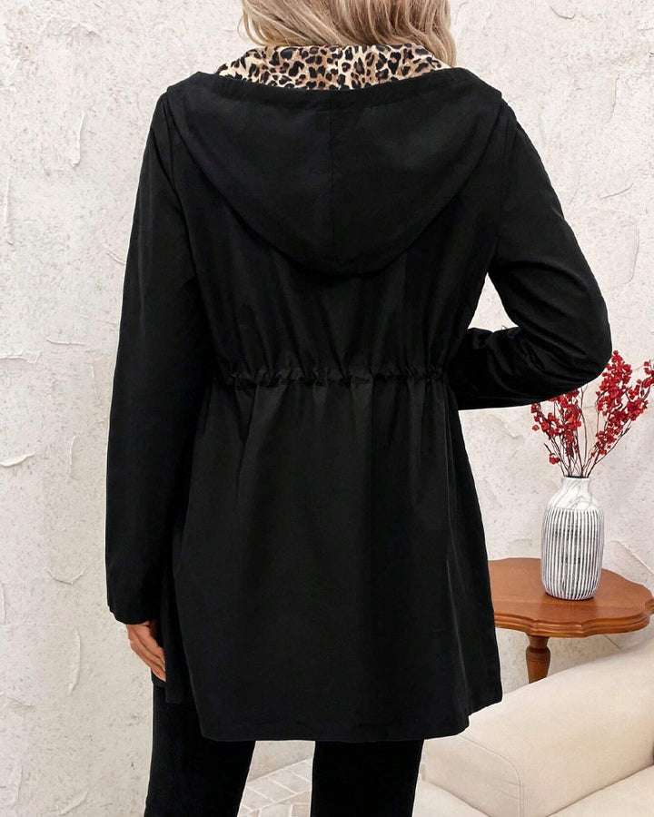 Maryam - Reversible Hooded Coat with Leopard Print