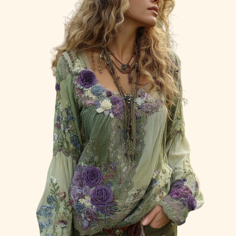 Jamilla - Green Embroidered Shirt