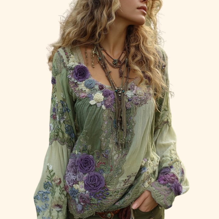 Jamilla - Green Embroidered Shirt