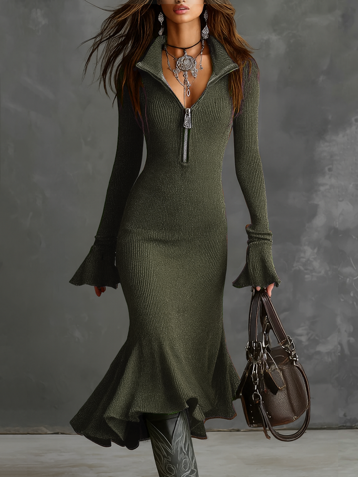 Kimmy - Retro Knitted Midi Dress