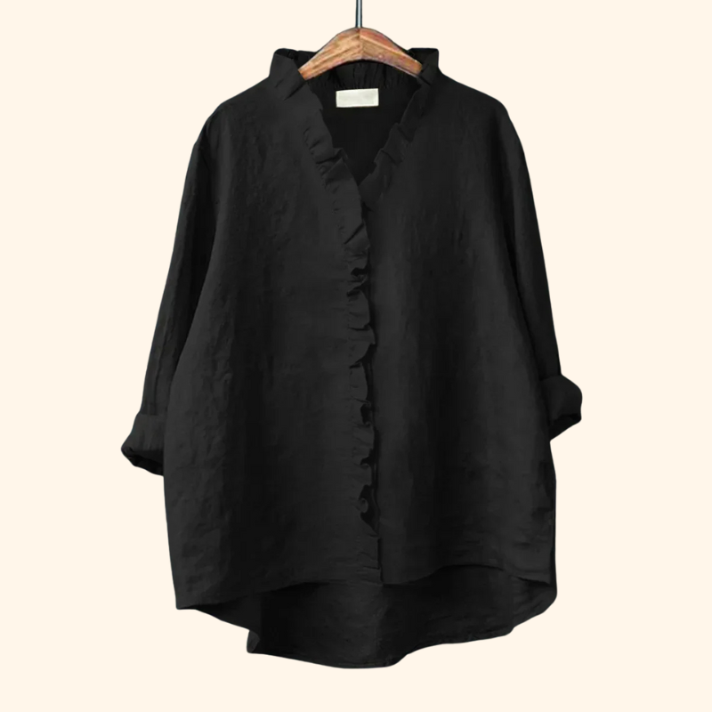 Myla - Casual Cotton And Linen Ruffle Shirt