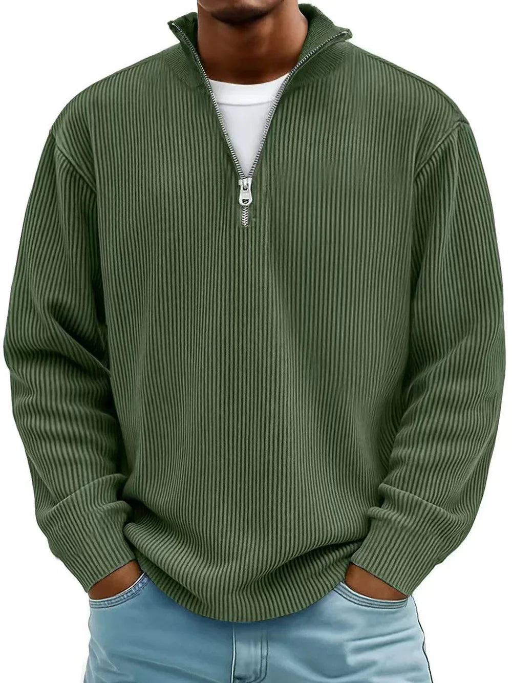 Kieran - Ribbed zip-up sweater