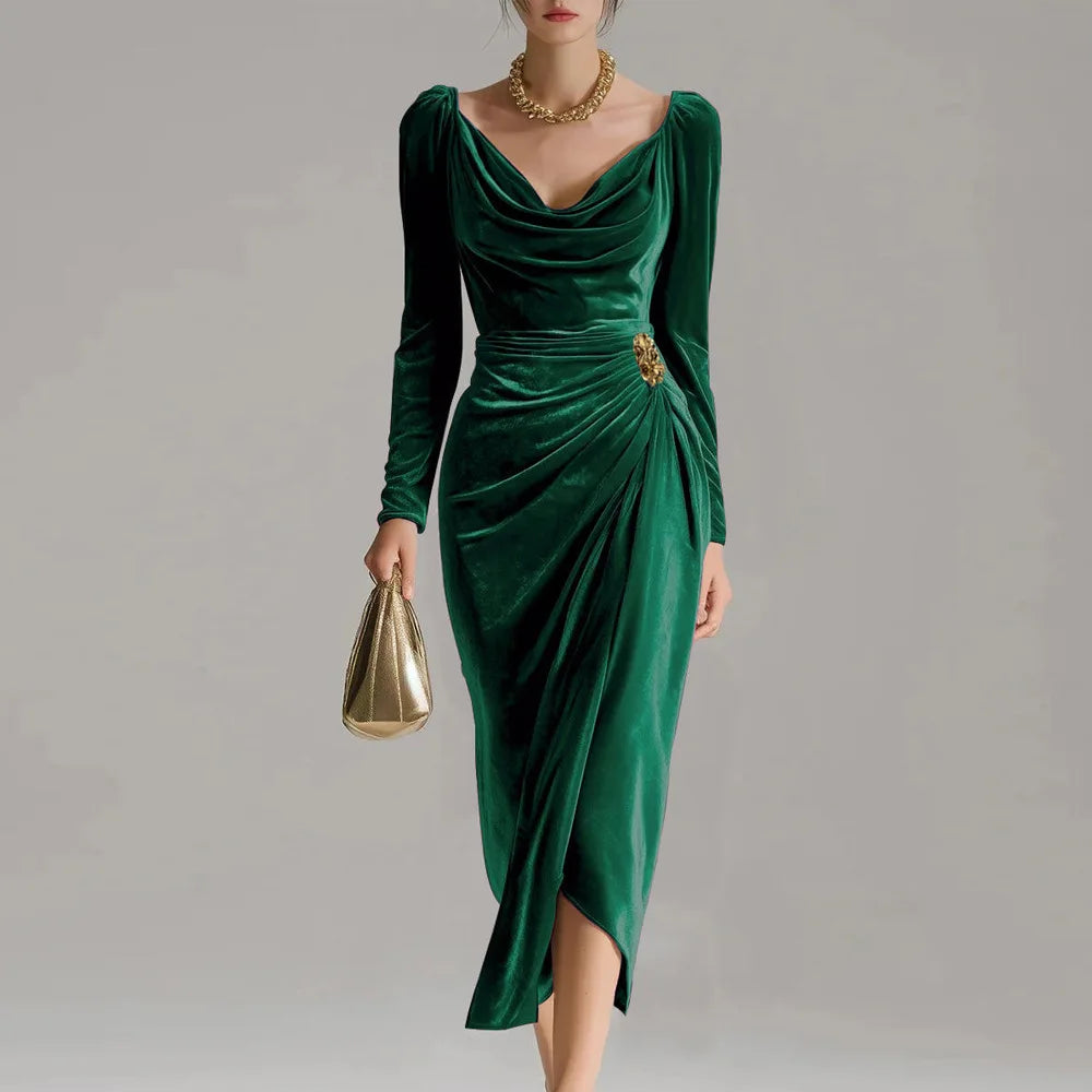 Jose - Elegant Velvet Midi Dress