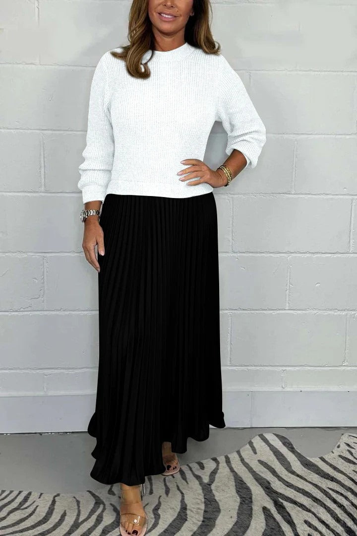Anne - Maxi Dress with Sweater & Pleated Skirt