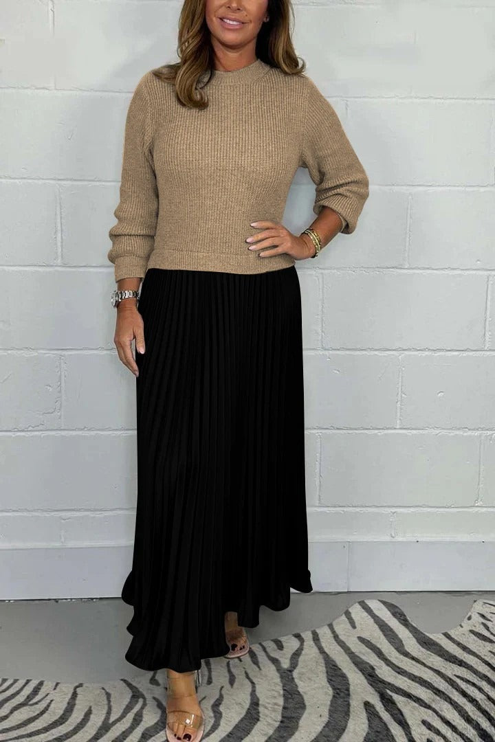 Anne - Maxi Dress with Sweater & Pleated Skirt