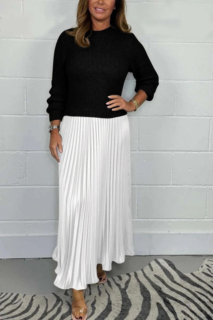 Anne - Maxi Dress with Sweater & Pleated Skirt