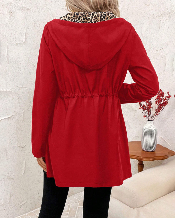 Maryam - Reversible Hooded Coat with Leopard Print