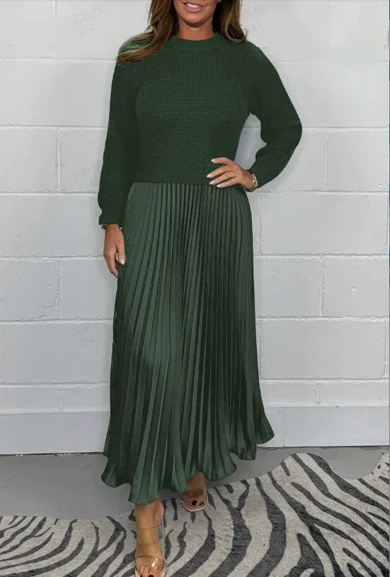 Anne - Maxi Dress with Sweater & Pleated Skirt
