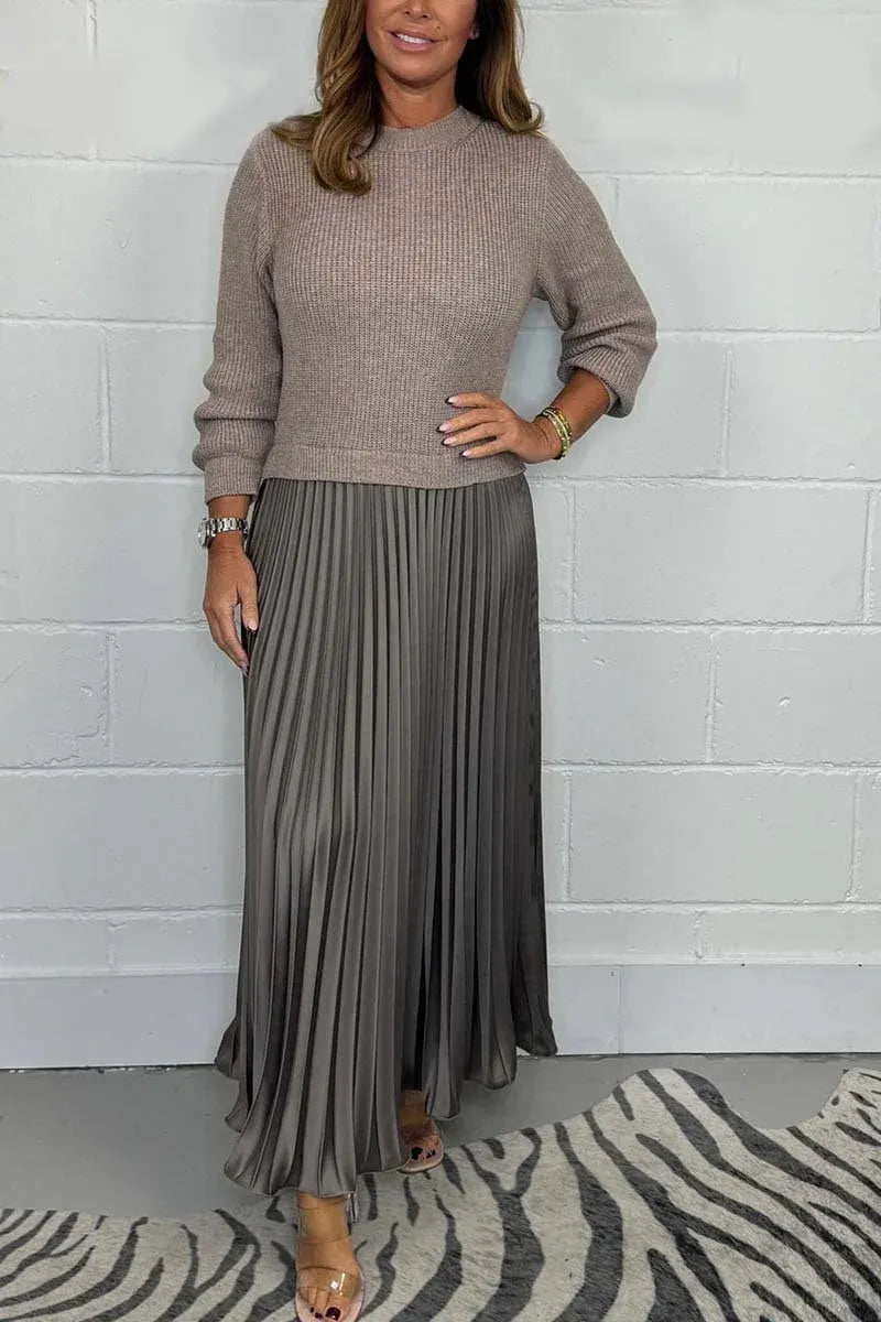 Anne - Maxi Dress with Sweater & Pleated Skirt