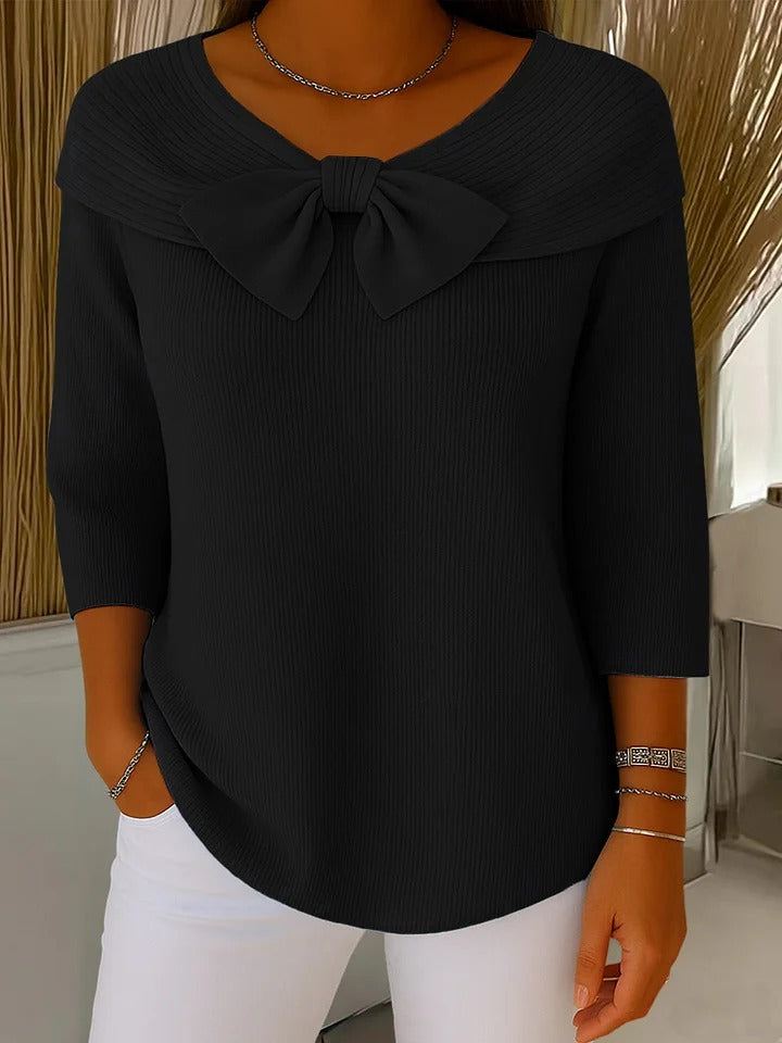 Heidi – Women's Sweater with Bow and Round Neckline
