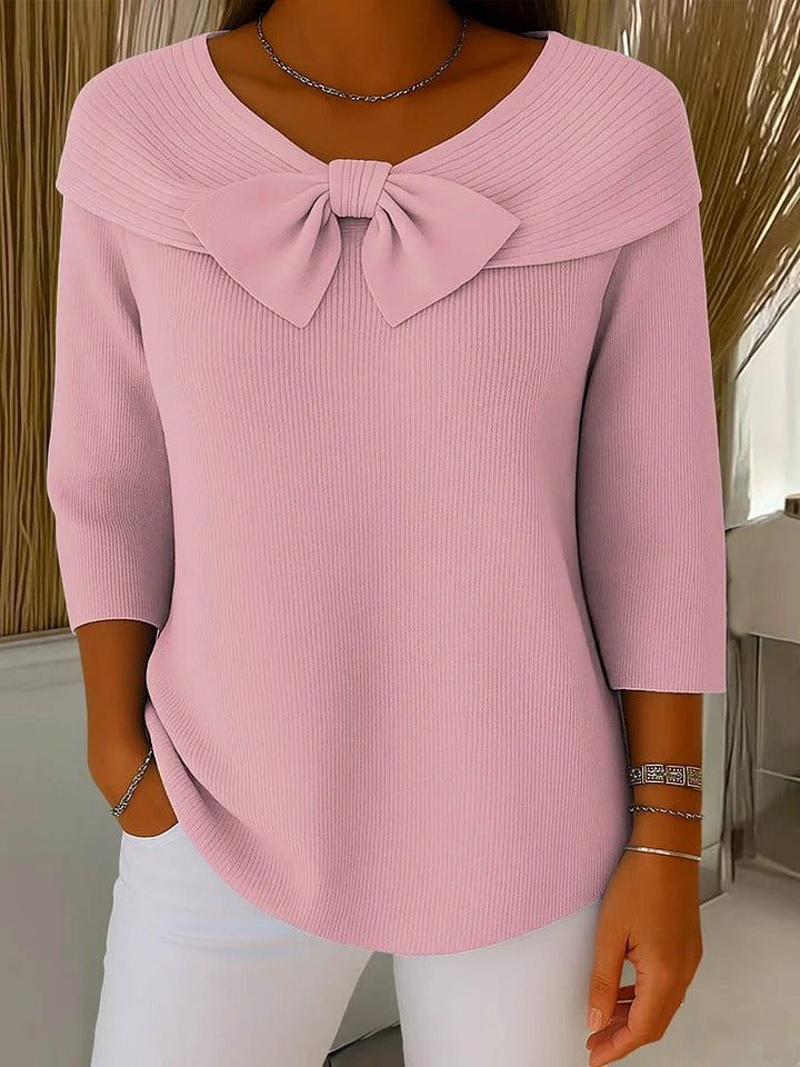 Heidi – Women's Sweater with Bow and Round Neckline