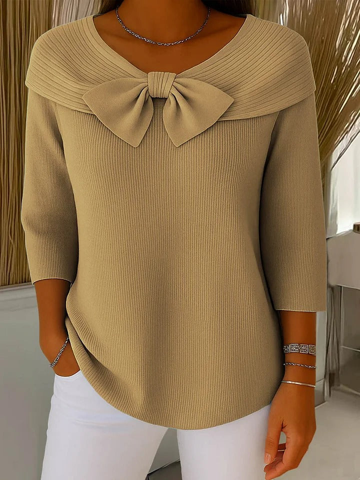 Heidi – Women's Sweater with Bow and Round Neckline