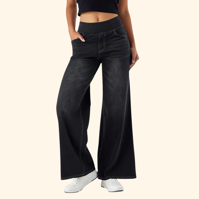 Leah - Comfortable wide-leg pants with elastic waistband