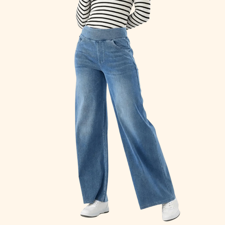 Leah - Comfortable wide-leg pants with elastic waistband