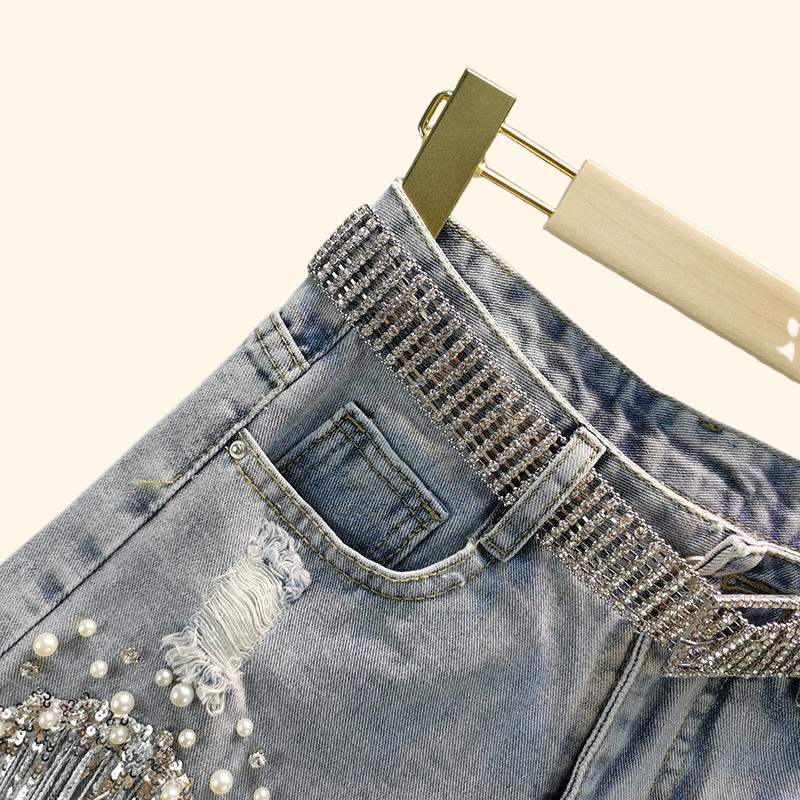 Luisa - Tassel Denim Shorts
