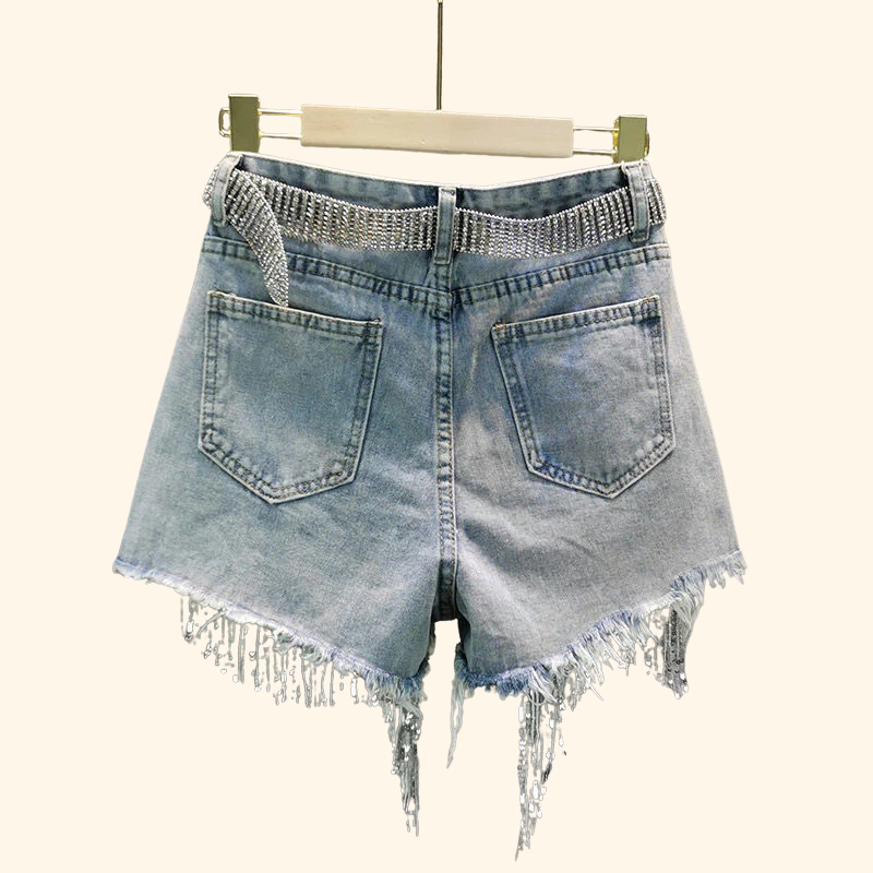 Luisa - Tassel Denim Shorts