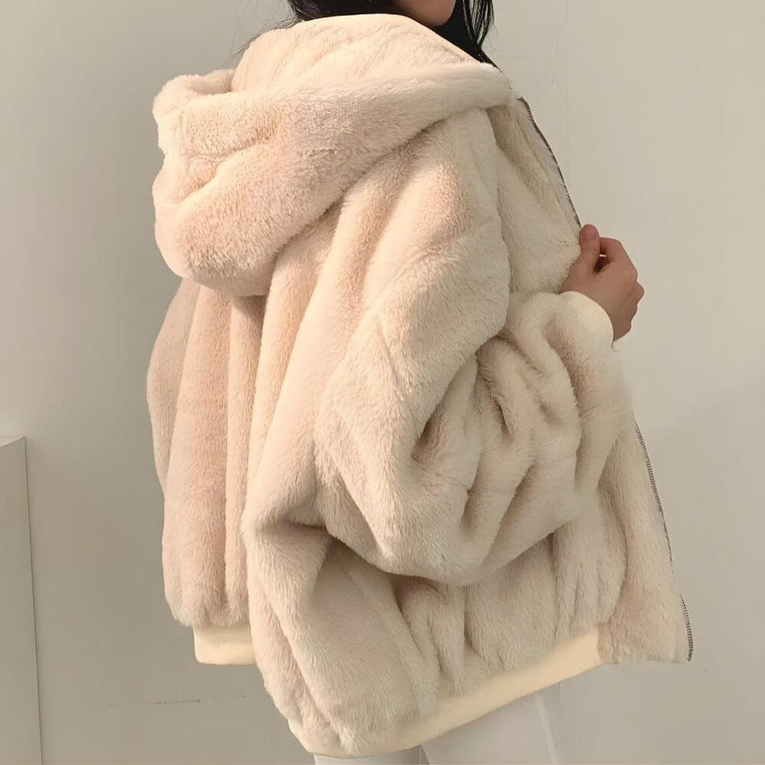 Esme - Reversible hooded teddy wool jacket