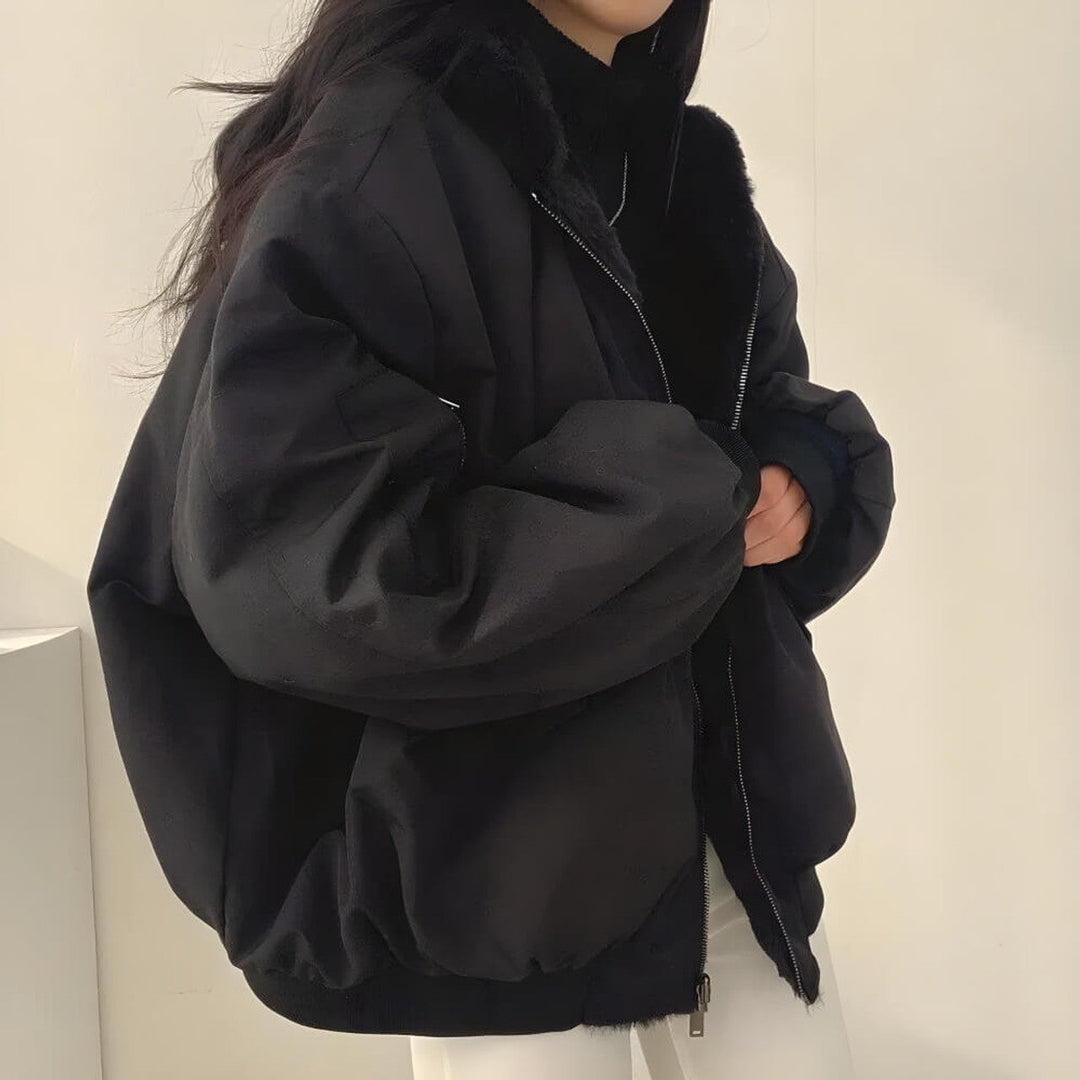 Esme - Reversible hooded teddy wool jacket